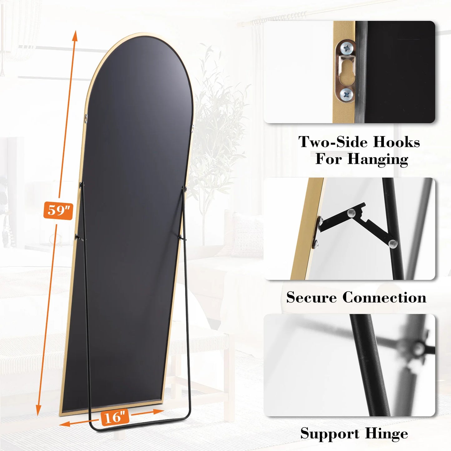 Wall Mirror 59"x16" Standing Hanging or Wall-Mounted Mirror