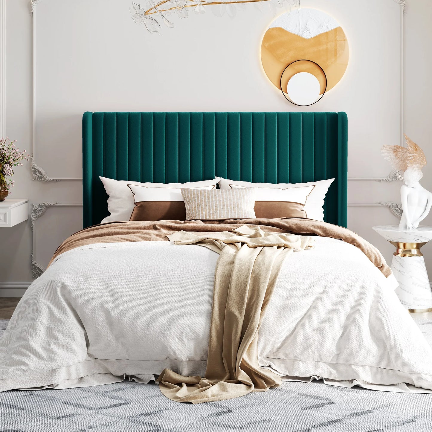 Bed Frame with Wingback Headboard – Full, Queen & King