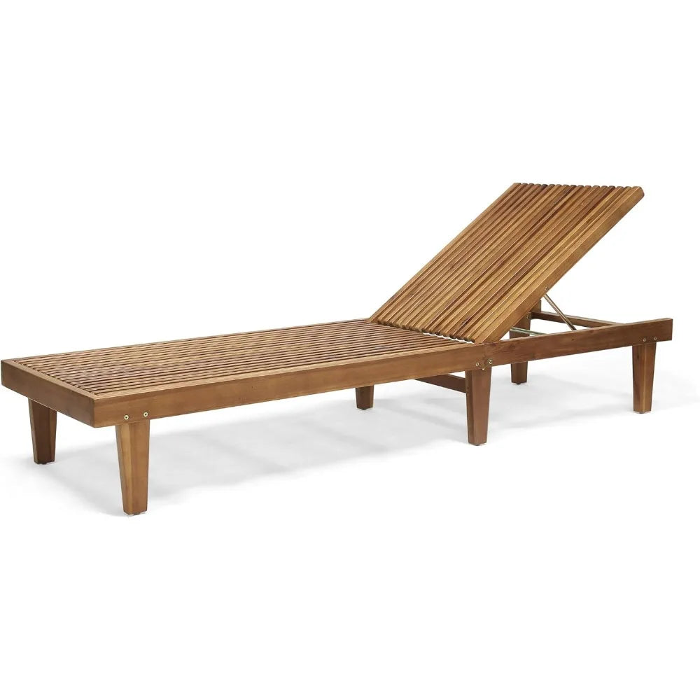 Outdoor Wooden Chaise Lounge, Set of 2