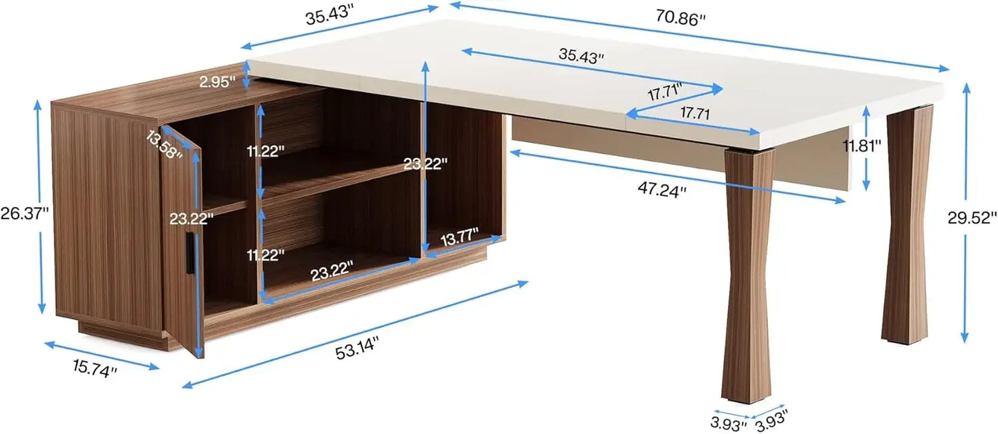 71-Inch Executive Desk, L-Shaped Desk