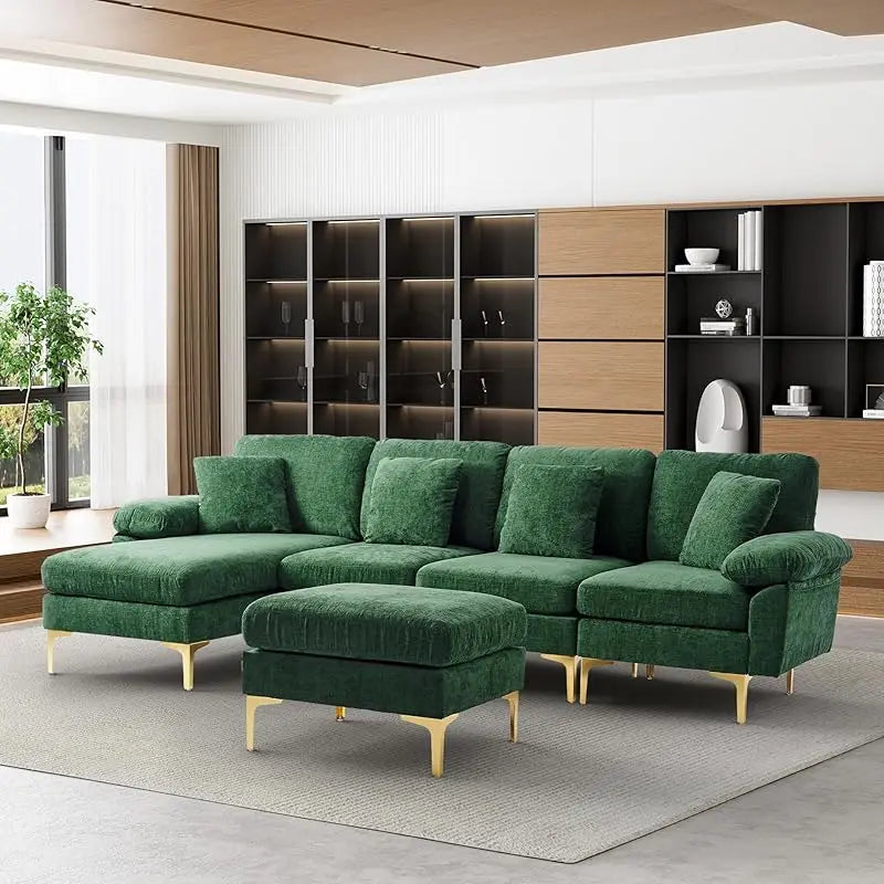 Sofa couch,4 Seat ,L-Shaped Velvet with Chaise Lounge