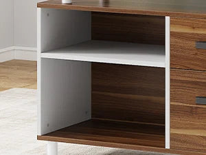 63 Inch L shaped Desk - File Cabinet, Drawers and Shelves