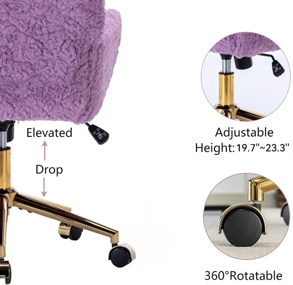Purple Faux Fur Home Office Chair