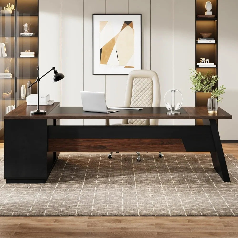 78" L-Shaped Executive Desk with Drawers