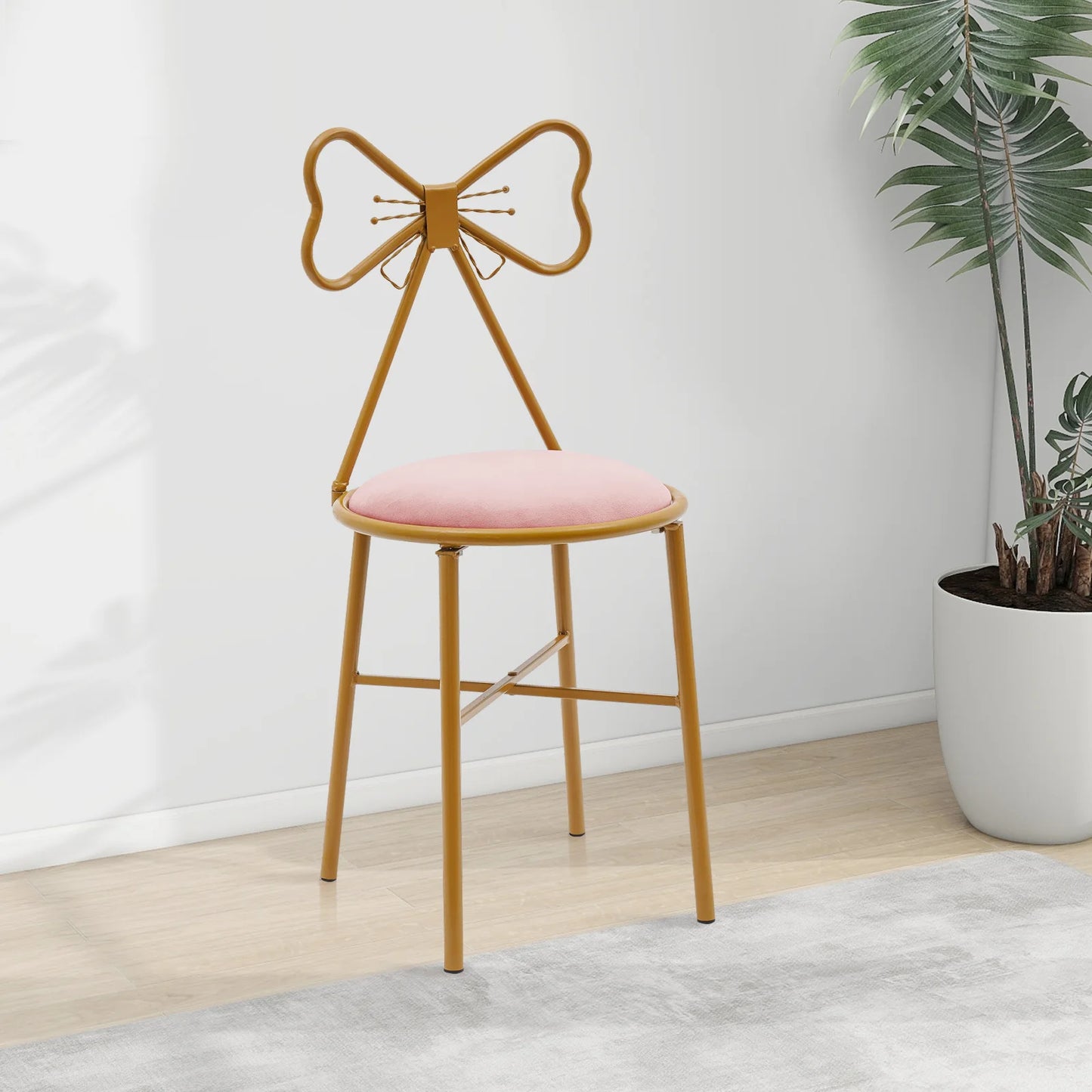 Velvet Makeup Chair Metal Frame Butterfly Backrest Chair