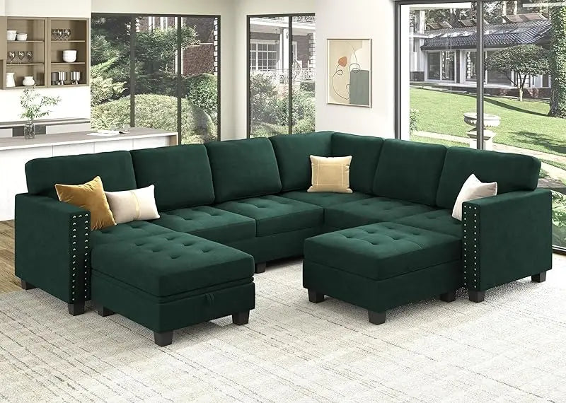 Velvet Modular Sectional sofa, Convertible L Shaped couch with Storage