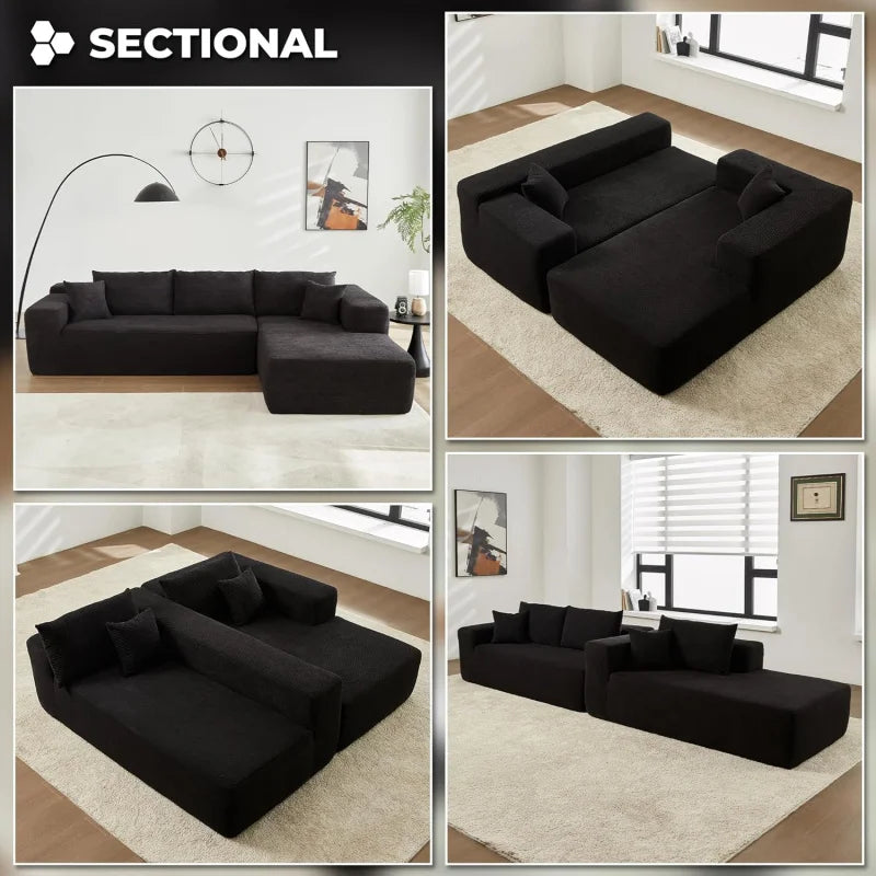 L-Shape Couch with Chaise,Modular Sectional Sofa Cloud Deep Seat