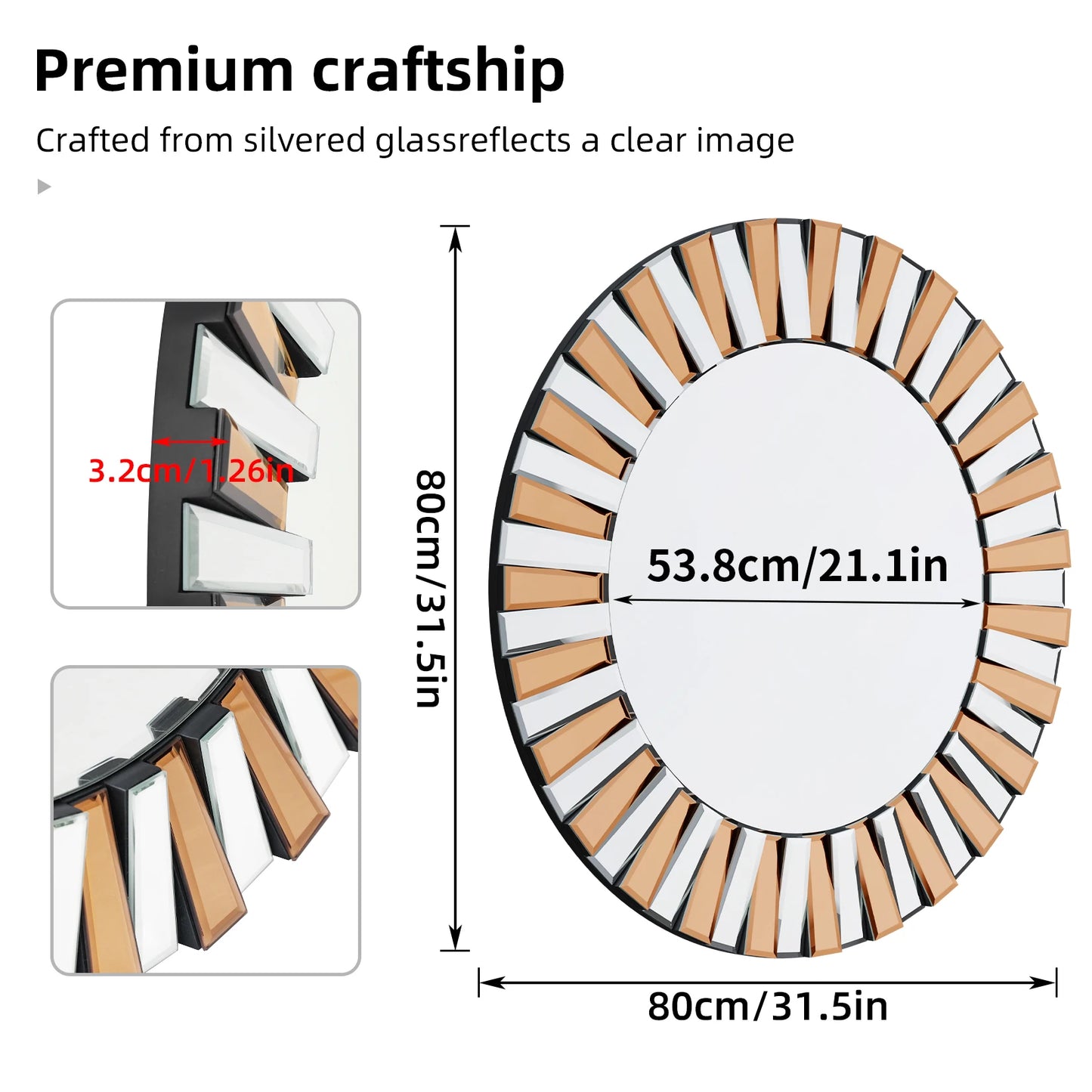 Decorative Mirror Round Sunburst Wall Mirror