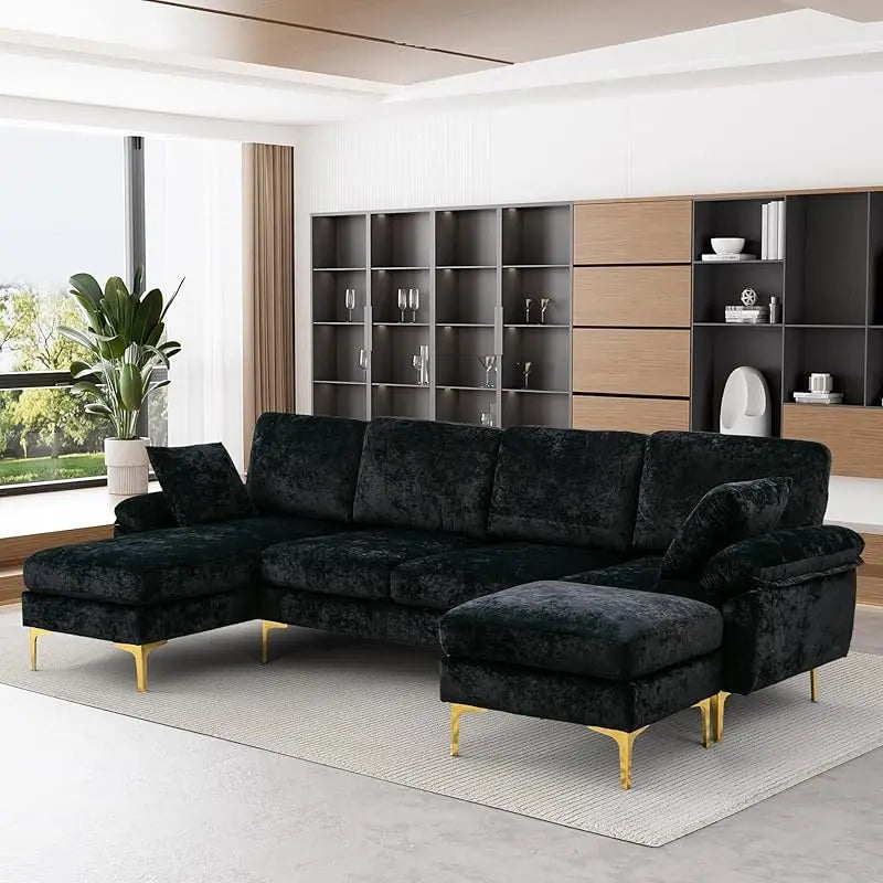 Sofa couch,4 Seat ,L-Shaped Velvet with Chaise Lounge