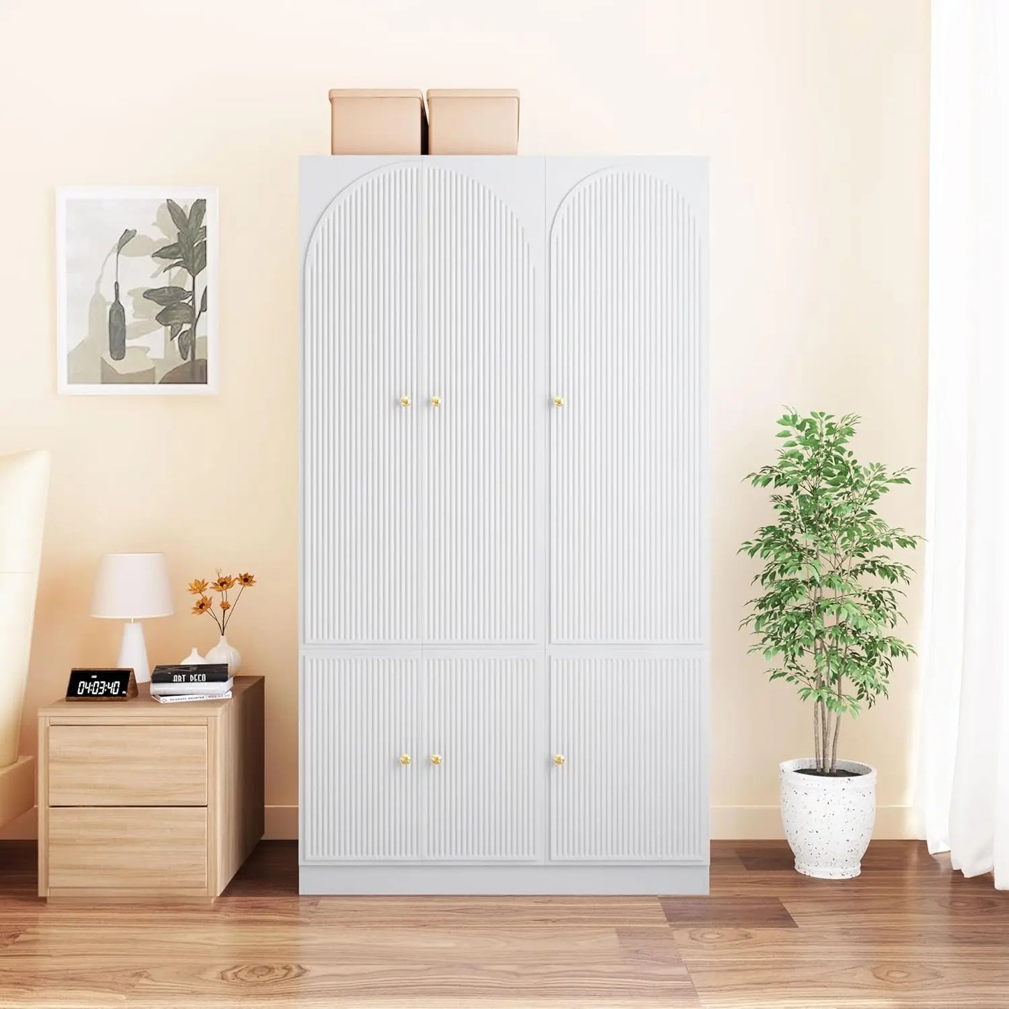 Armoire Wardrobe Closet with 2 Doors and 2 Storage Drawers