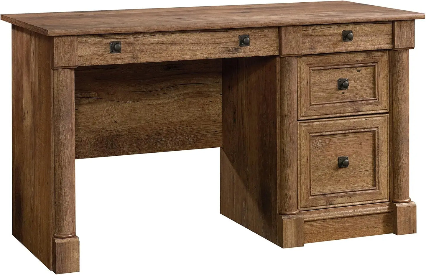 Computer Desk with Drawers in Vintage Oak Finish