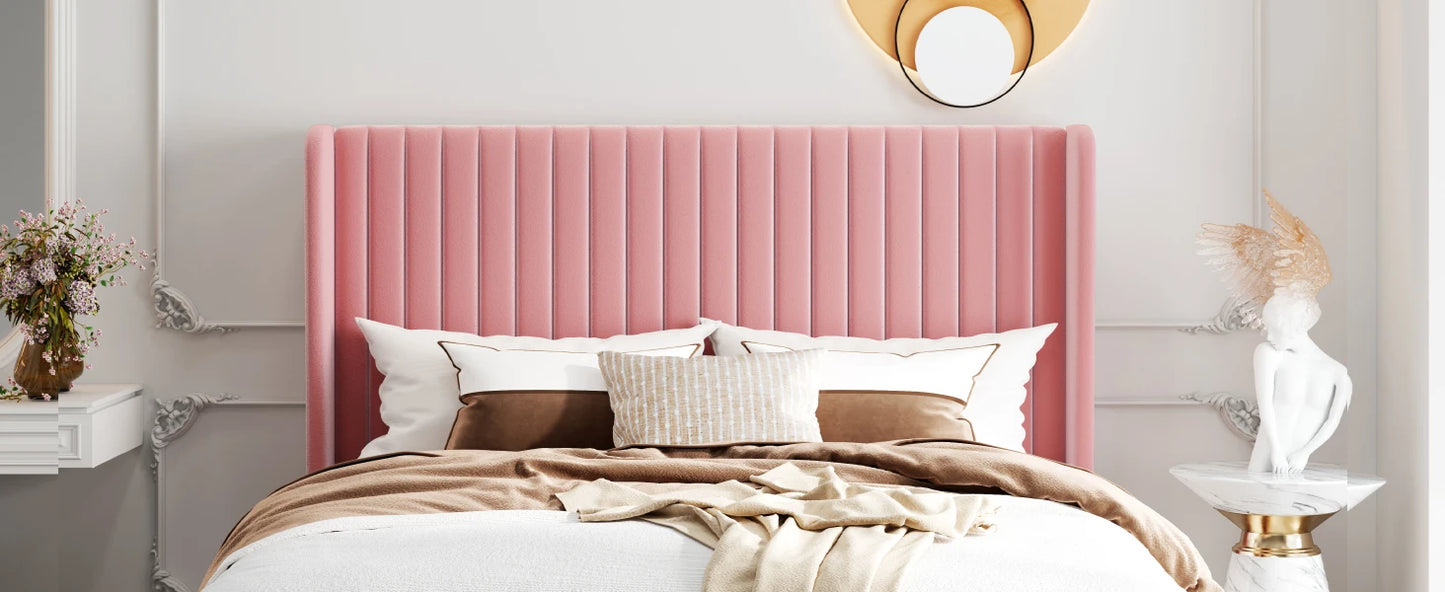 Bed Frame with Wingback Headboard – Full, Queen & King