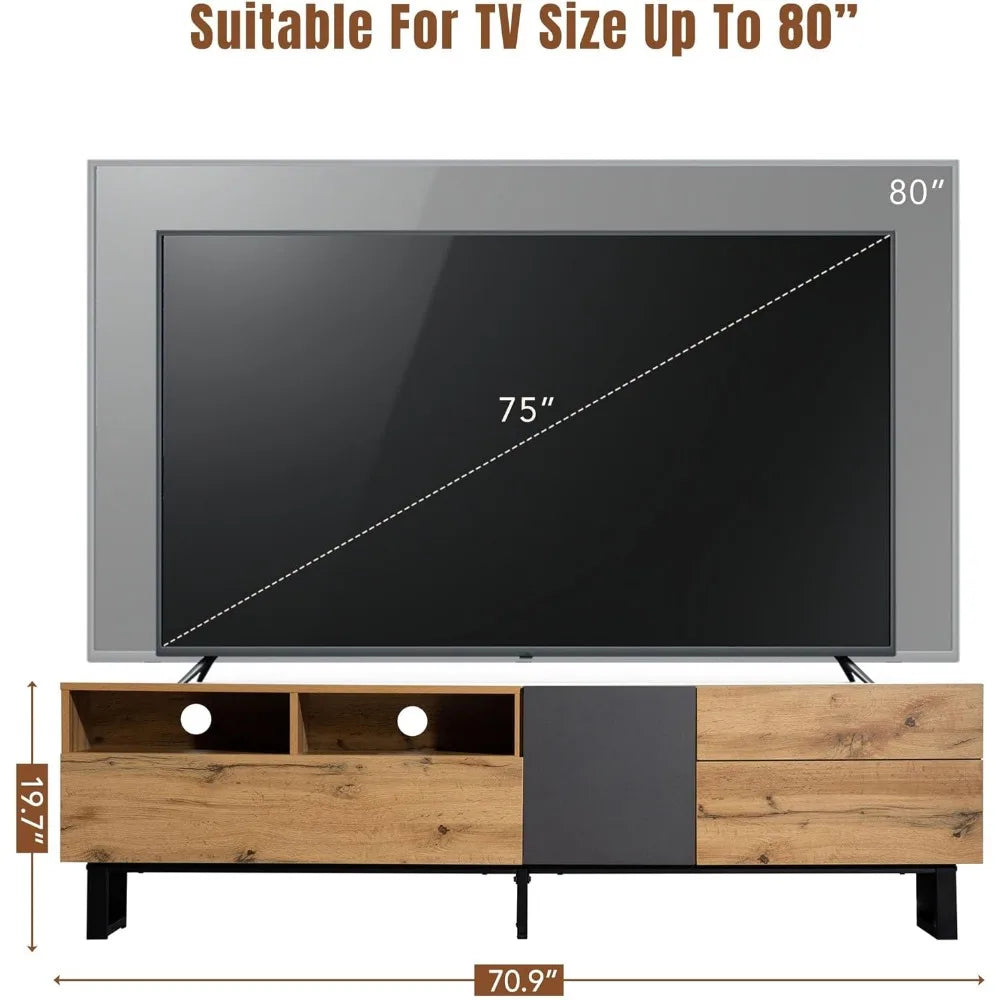 TV Stand with 3 Cabinets for TVs Up To 80”