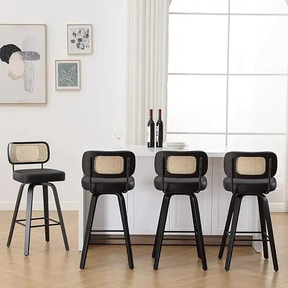 Bar Stools Set of 4, 26" Upholstered Faux Leather