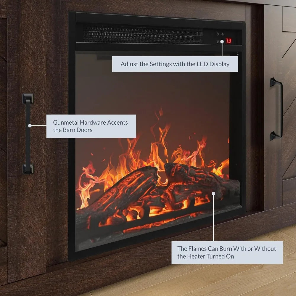 TV Stand with Electric Fireplace Heater for TVs Up To 65