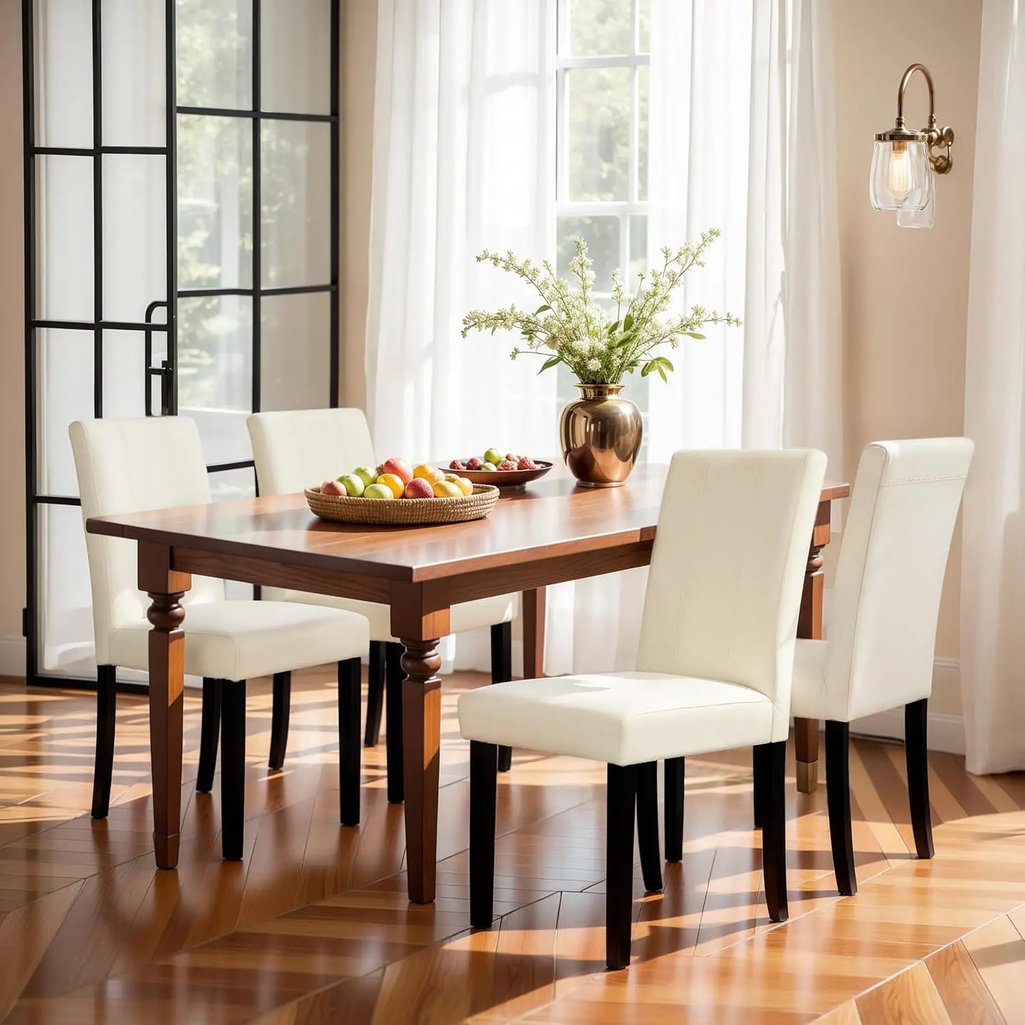 Dining Chair Set of 4, Leather Dining Chairs Kitchen Table Chairs Set of 4, Modern High-End Kitchen Side Chaires for Bedroom