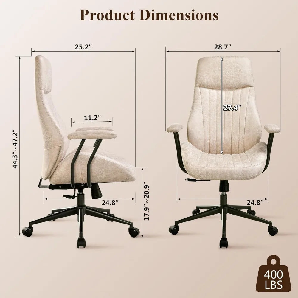 Office Chair with Wheels, High Back Ergonomic chair