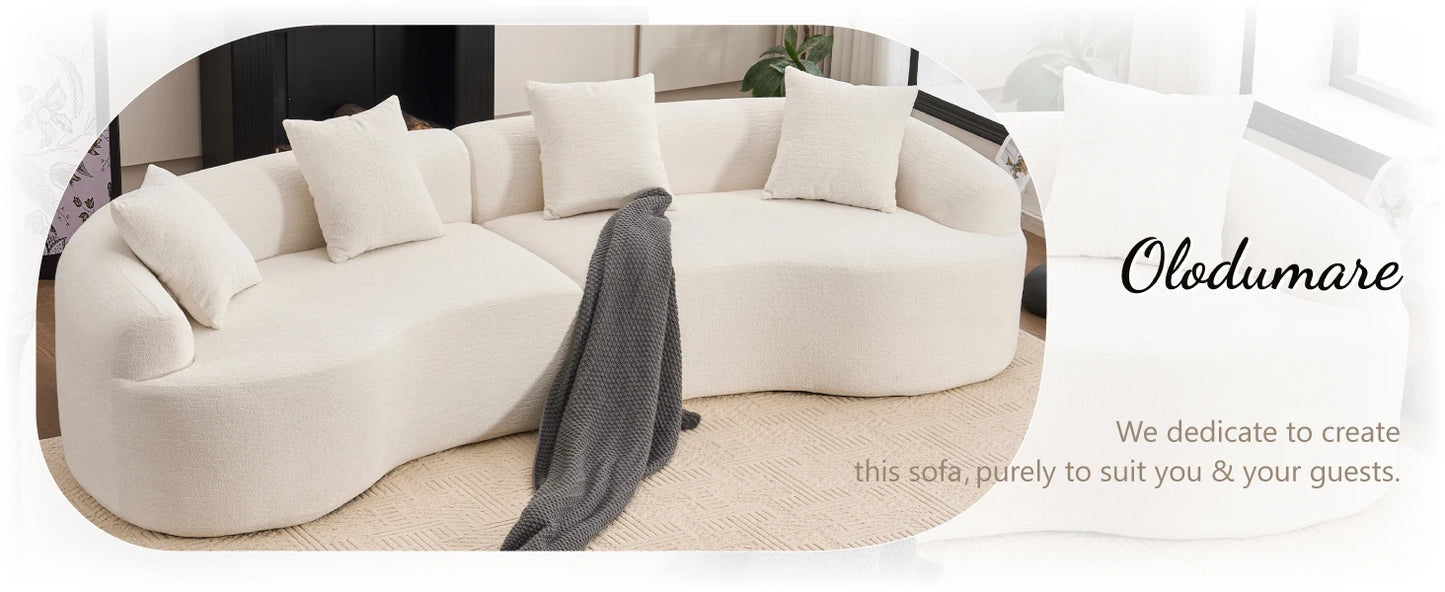 Oversized Sectional Sofa, Luxury Plush Chenille 4-Seater with 4 Throw Pillows