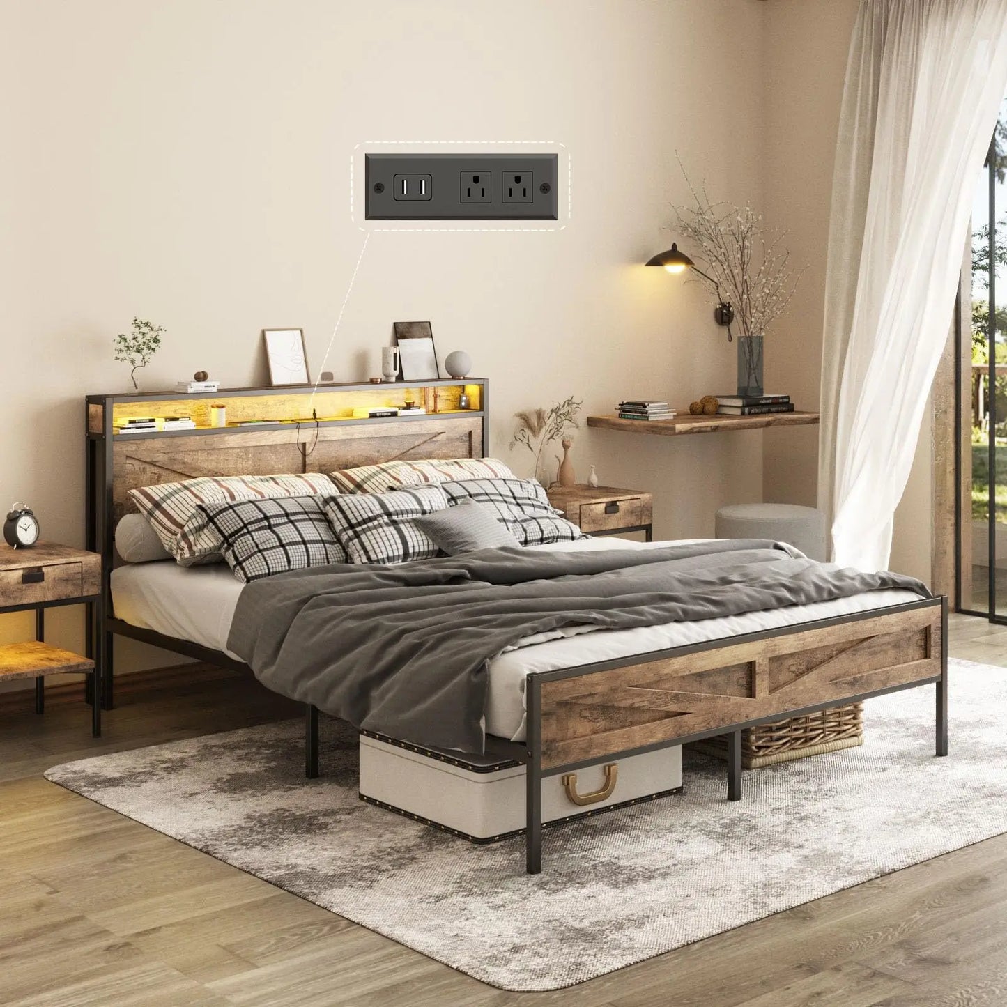 Queen/Full/Twing and King size Bed Frame with Storage