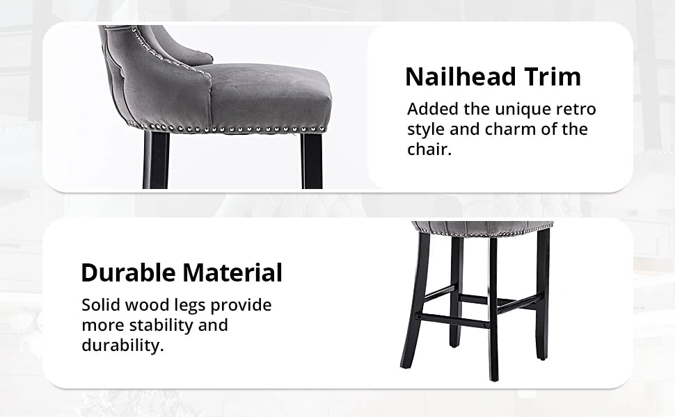 Bar Stools Set Counter Height,with Solid Wood Legs