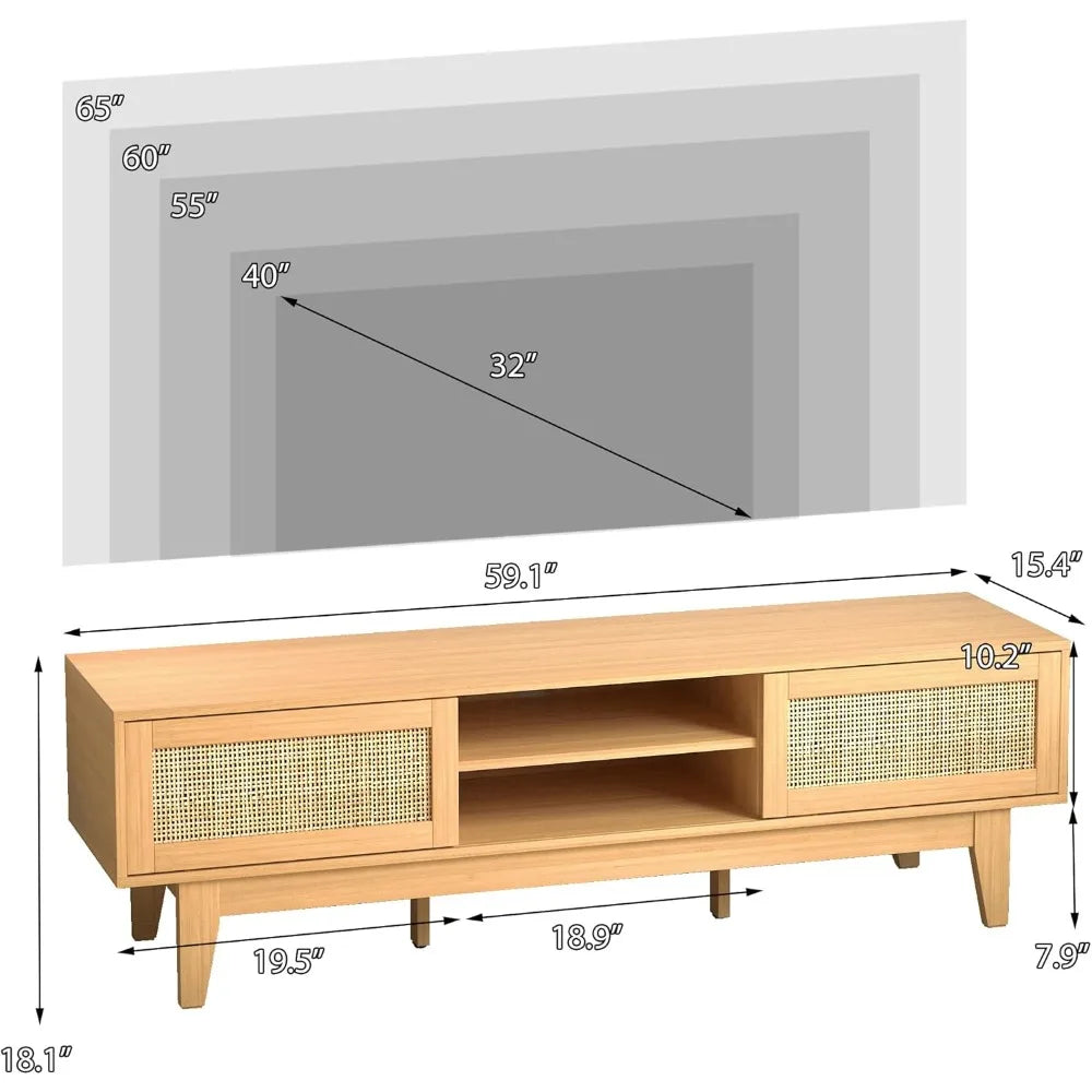 TV Stand for 55 65 Inch TV with Shelves