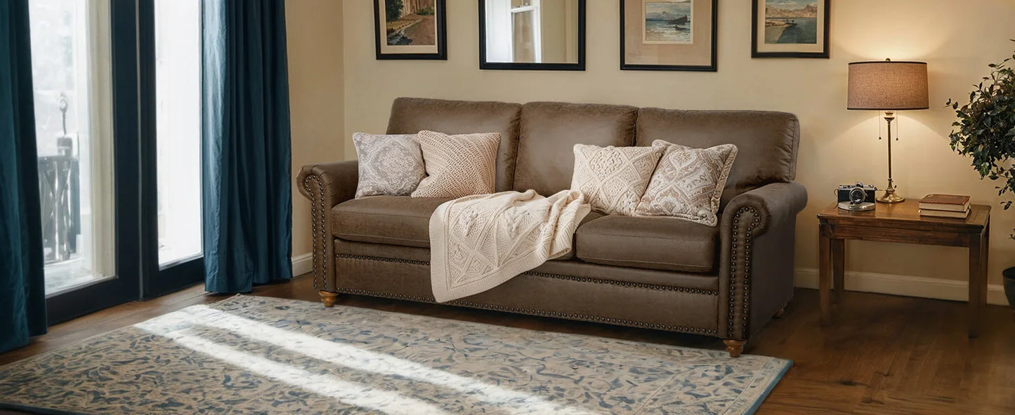 3-Seat Modern Living Room Sofa - Luxury Leather
