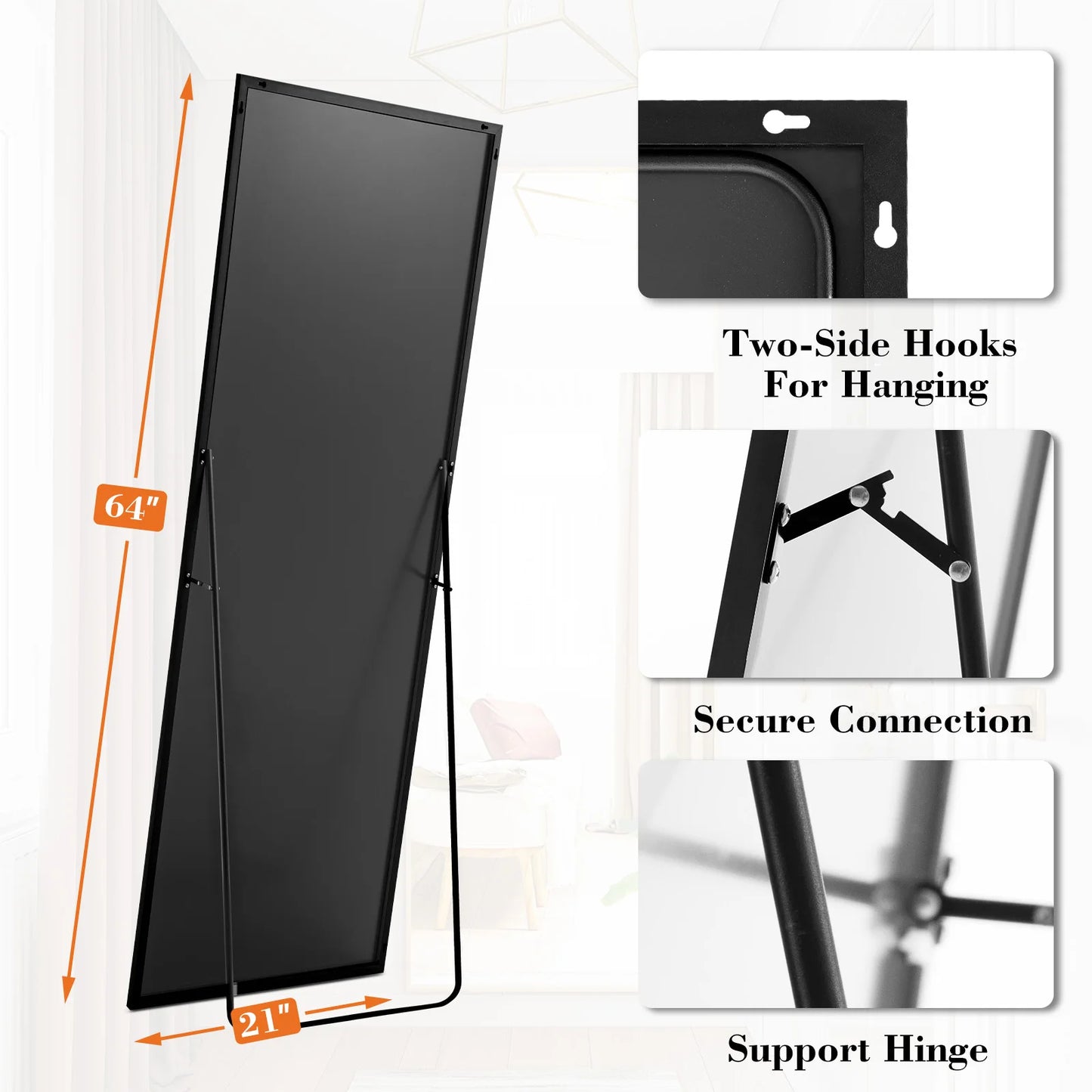 Full Body Wall Mirror Standing Hanging or Leaning