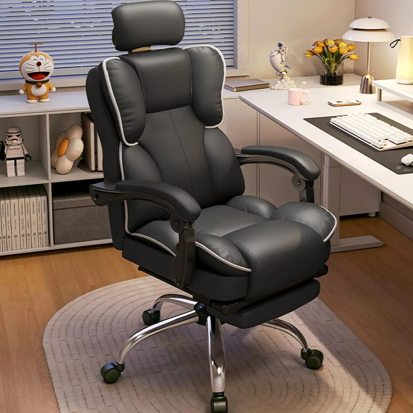Adjustable PU Leather Office Chair with High Back