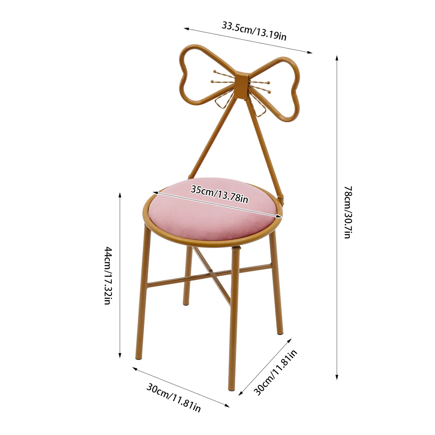 Velvet Makeup Chair Metal Frame Butterfly Backrest Chair