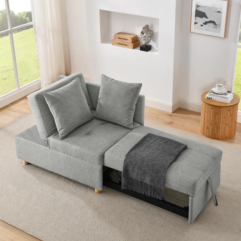 Sleeper Sofa Chair Adjustable Backrest Recliner - Pullout Sofa Bed - Wheels