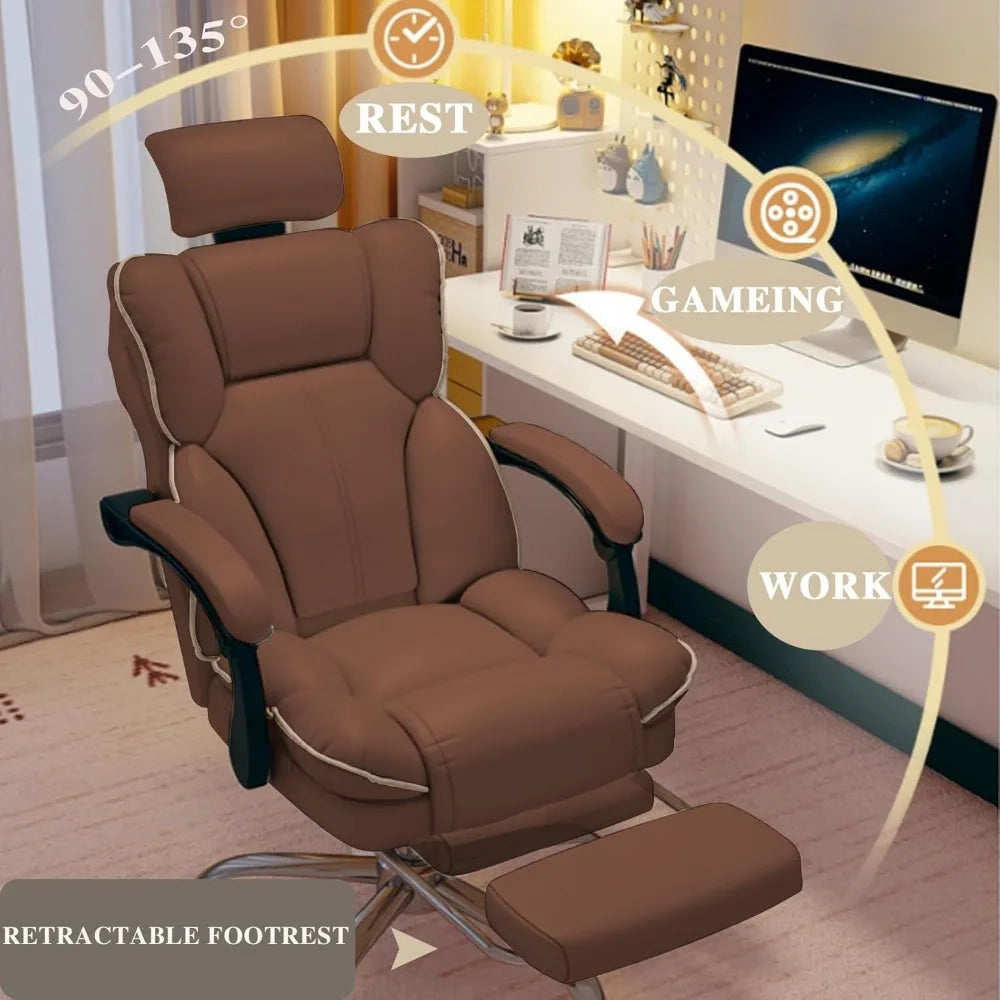 Adjustable PU Leather Office Chair with High Back