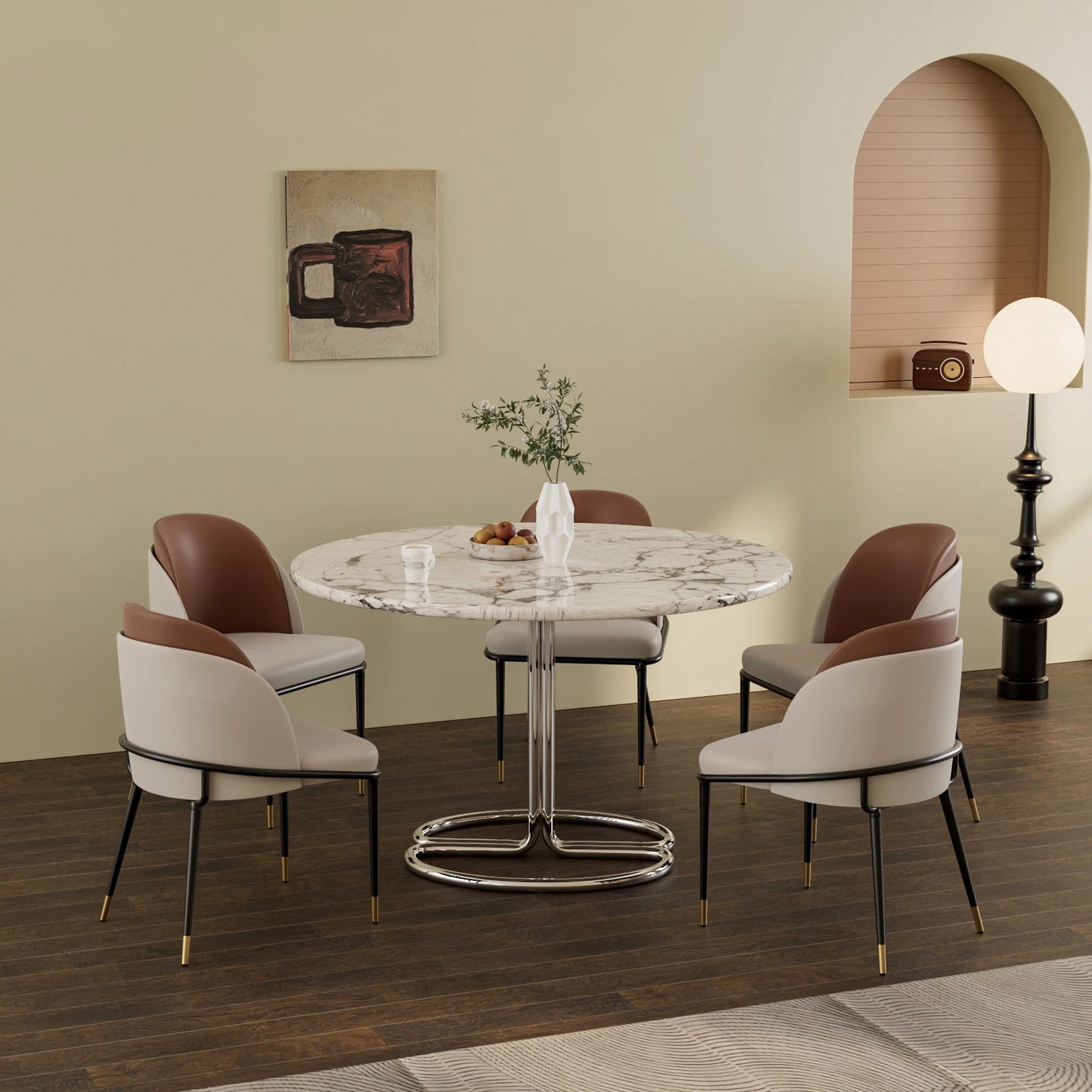 Chairs Set of 2, Faux Leather Dining-Kitchen-Make Up Chair