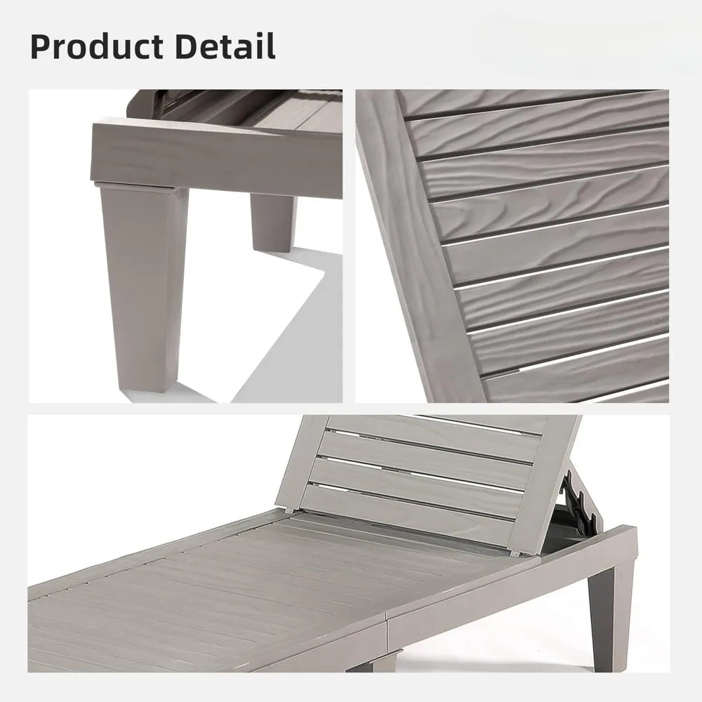Outdoor Chaise Lounge Set of 2, Adjustable Pool Lounge Chair