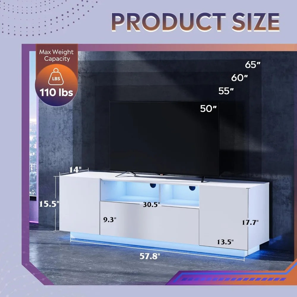 TV Stand with Storage Cabinet and LED