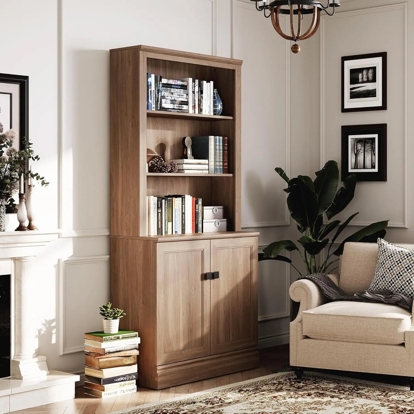 5 Tier Bookcase, Bookshelf with Adjustable Shelves