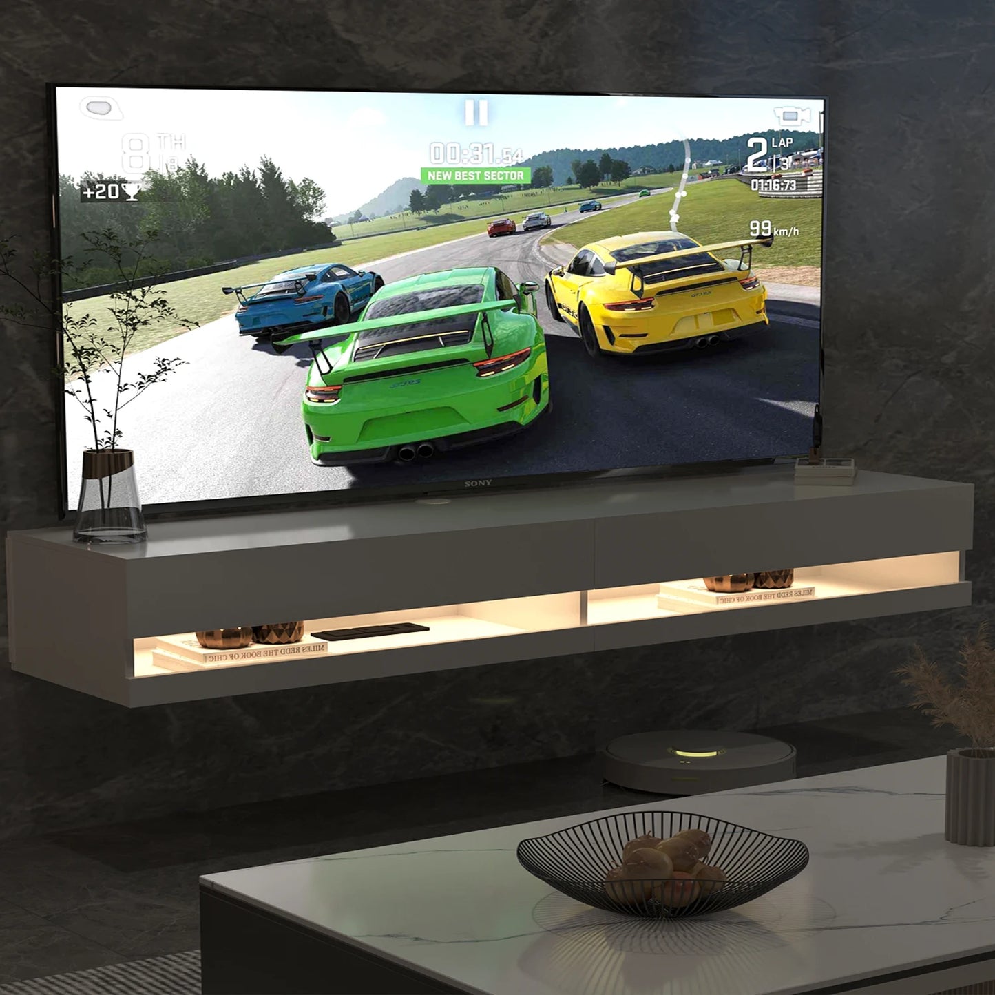 71" Floating TV Stand for 75/80" TV w/Power Outlets