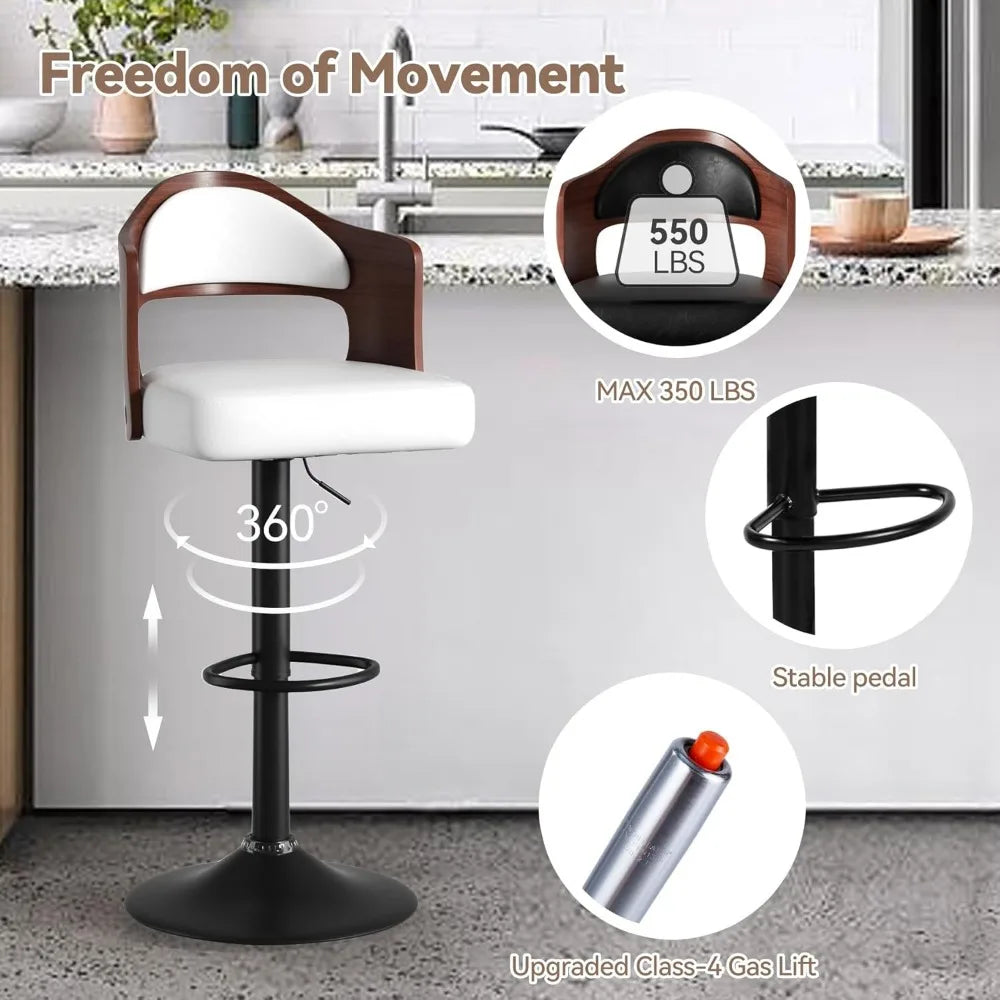 Swivel Bar Stools Set of 3 Seat Adjustable Height