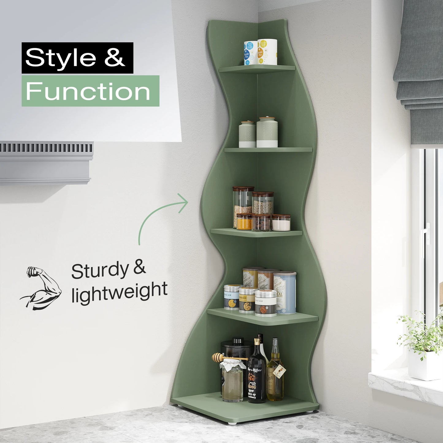 Corner bookShelf, 5-Tier Stylish Corner Bookcase