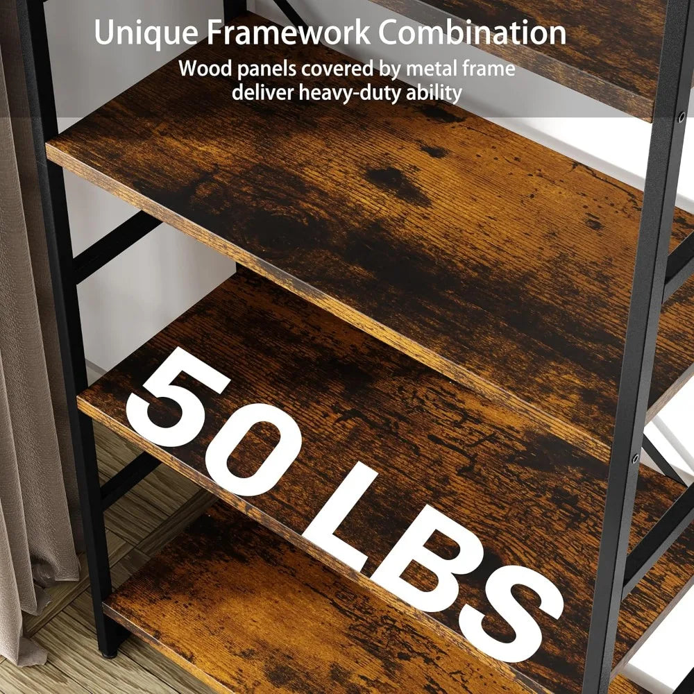 5 Tier Bookcase, Tall Modern Bookshelf