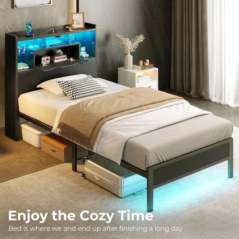 Bed Frame with Bookcase Storage - Full, Queen & Twin sizes
