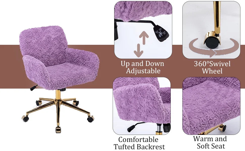 Purple Faux Fur Home Office Chair