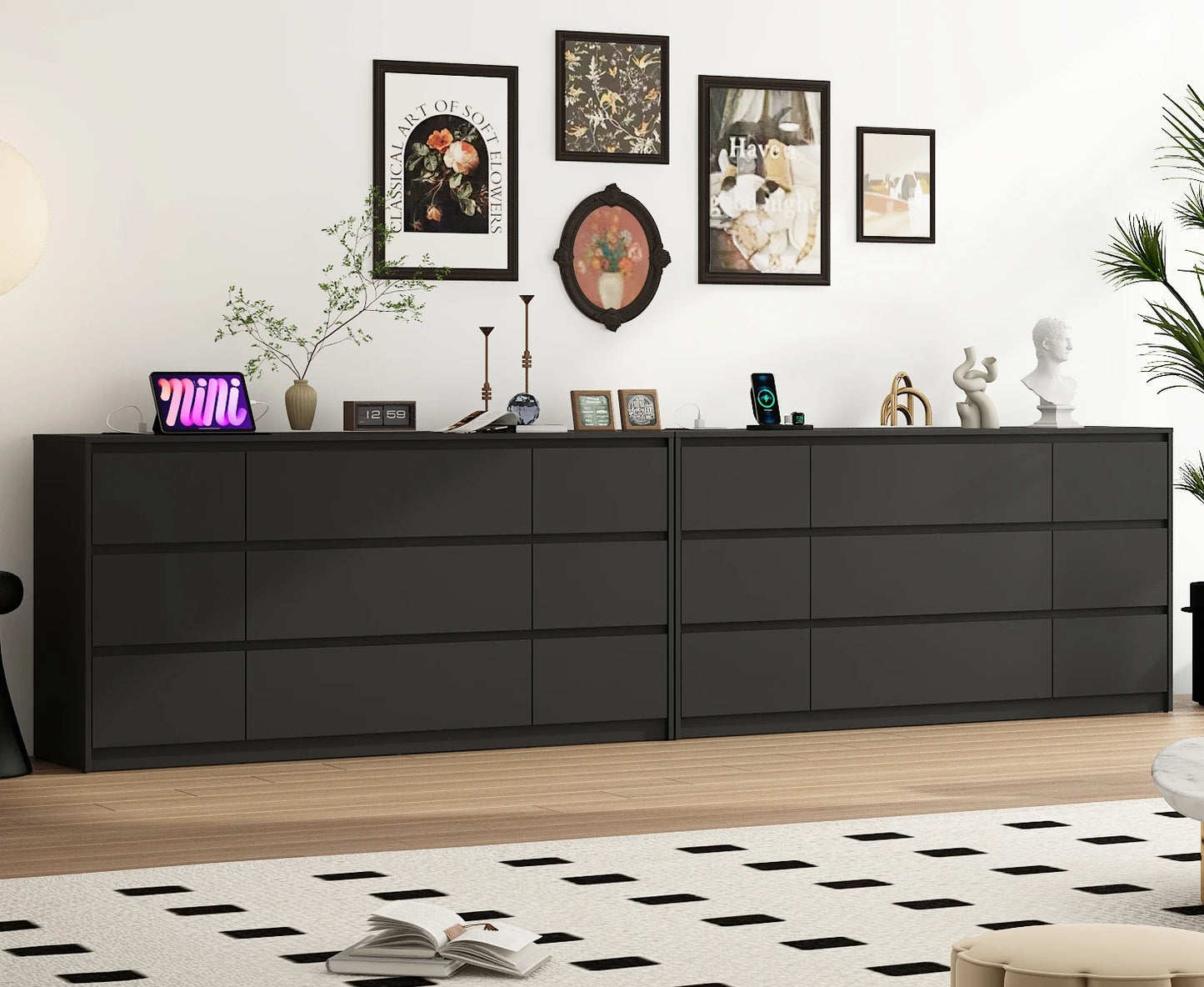 9 Drawer Dresser Chest of Drawers with Charging Station