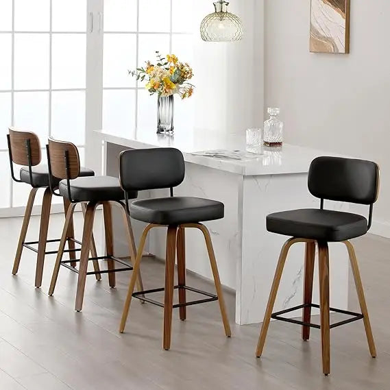 Bar Stools Set of 4, 26" Upholstered Faux Leather