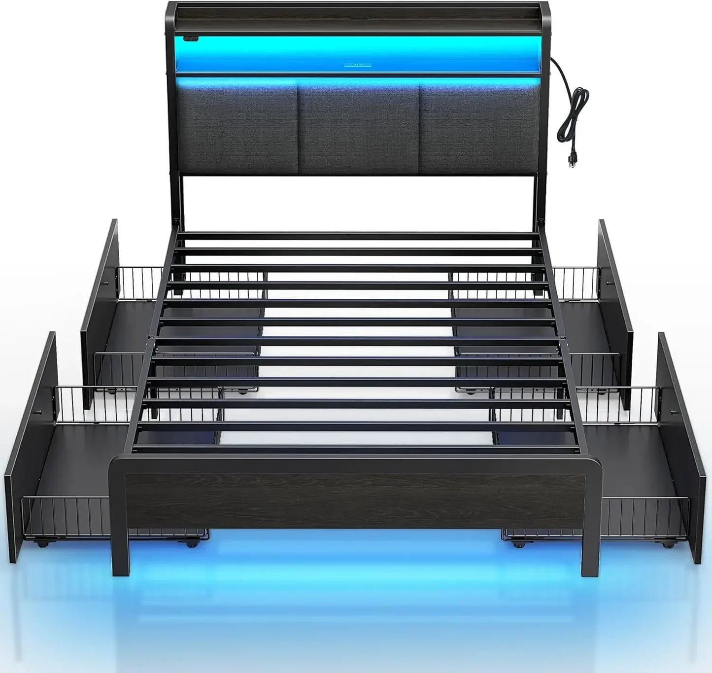 Bed Frame with Storage Drawers – Full/Queen/King Size