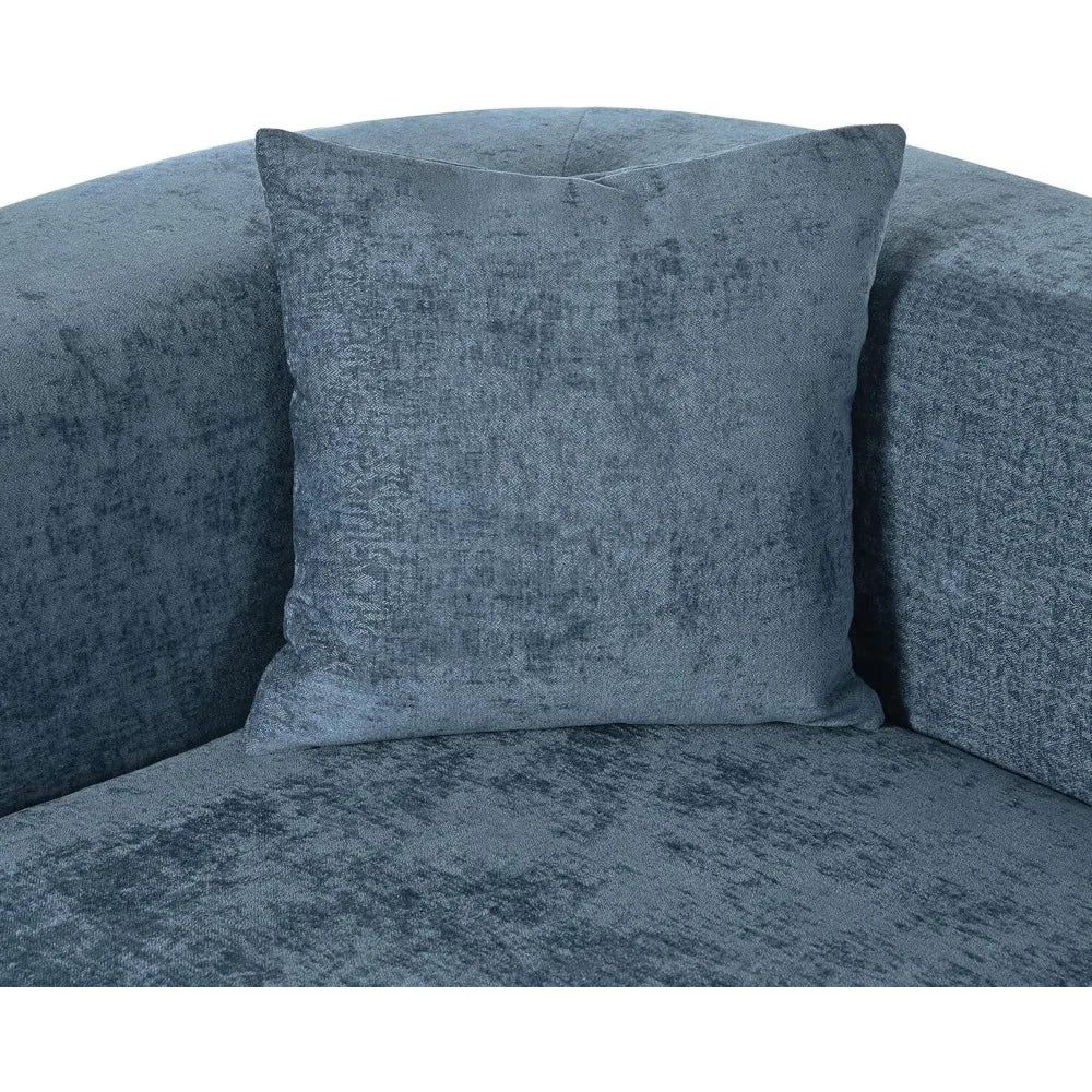 Curved Sofa, Comfy Fabric Upholstered Minimalist with 3 Pillows