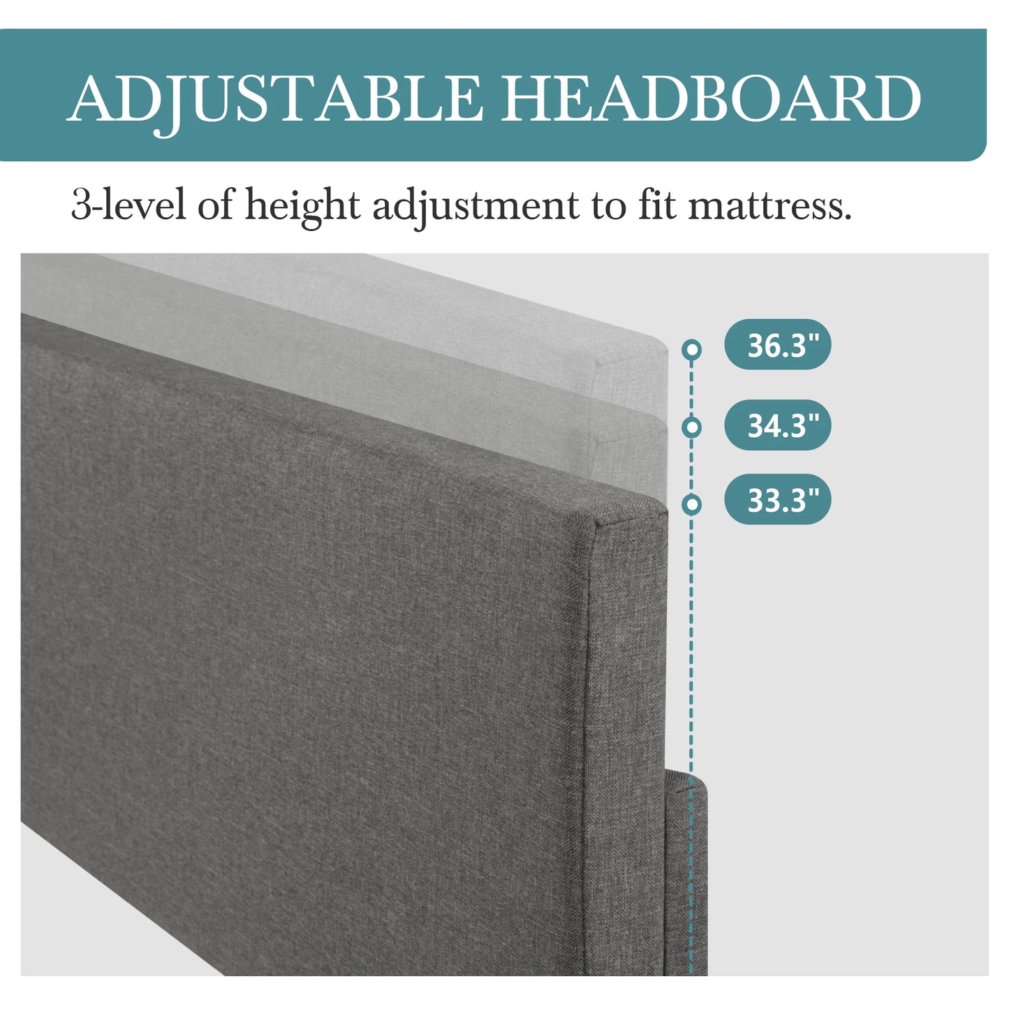 Full - Queen - King Bed Frame with Adjustable Headboard