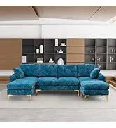 Sofa couch,4 Seat ,L-Shaped Velvet with Chaise Lounge