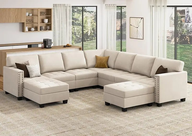 Velvet Modular Sectional sofa, Convertible L Shaped couch with Storage