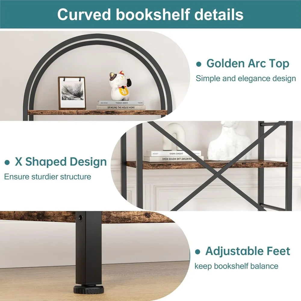 5 Tier Bookcase, Tall Modern Bookshelf