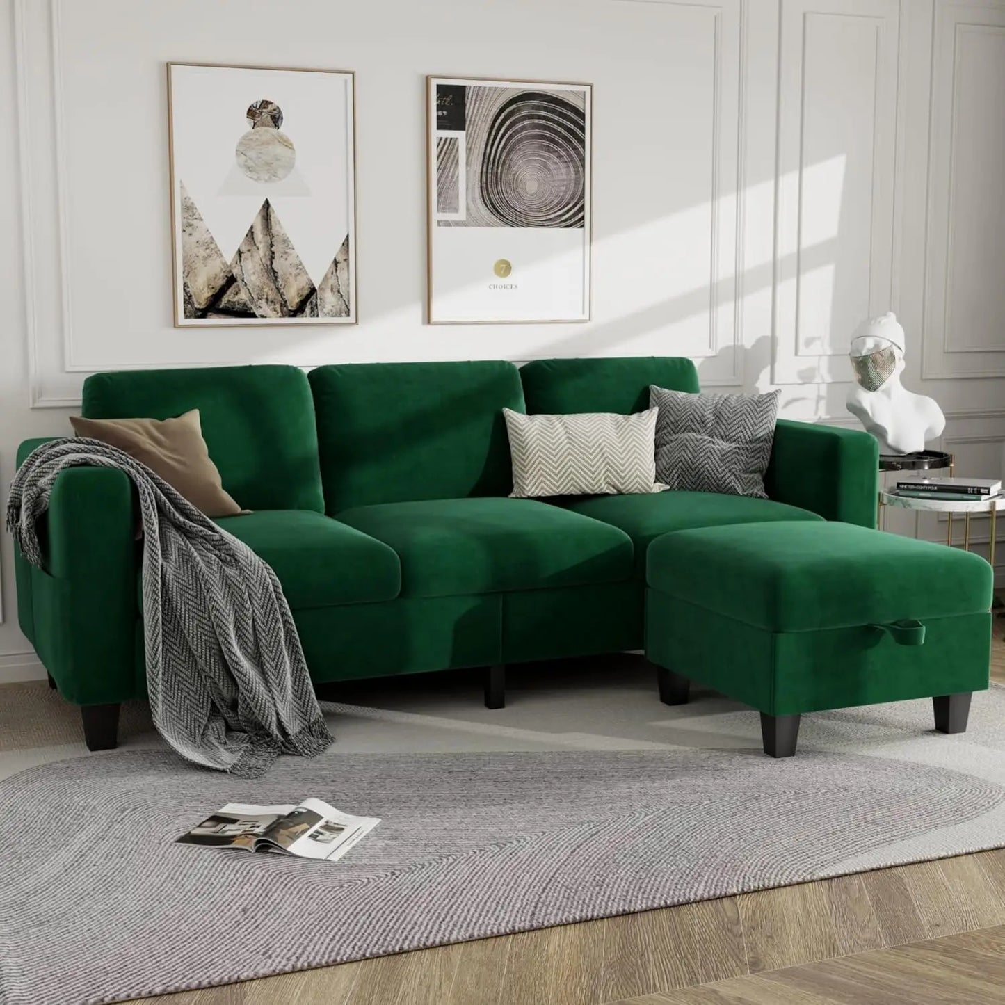 L Shaped Cloud Couch - 3 Seat-Comfy Linen with Storage